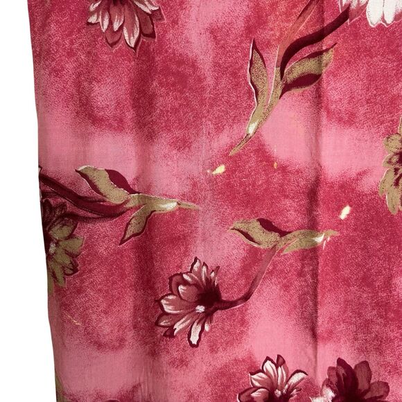 Sleeveless Pink Red Floral Sundress Beach Coverup Fringe Hem Sz Med Boho Resort - Picture 3 of 8